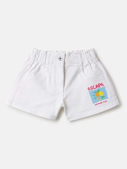 United Colors of Benetton - Graphic Print Regular Fit Denim Shorts White