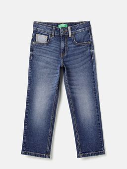 United Colors of Benetton - Straight Fit Solid Mid Rise Jeans Blue