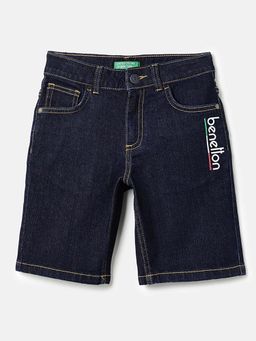 United Colors of Benetton - Regular Fit Mid Rise Shorts Blue