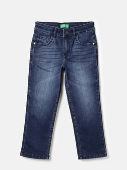 United Colors of Benetton - Straight Fit Solid Mid Rise Jeans Blue