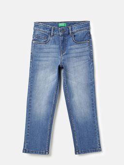 United Colors of Benetton - Straight Fit Solid Mid Rise Jeans Blue