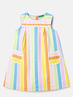 United Colors of Benetton - Regular Fit Round Neck Stripe Dress Multi-Color