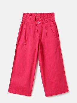 United Colors of Benetton - Solid Regular Fit Cotton Slub Elasticated Trousers Pink