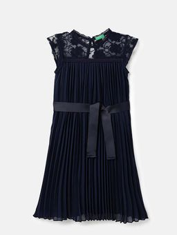 United Colors of Benetton - Regular Fit Round Neck Lace Dress Blue