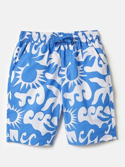 United Colors of Benetton - Printed Regular Fit Summer Shorts Blue