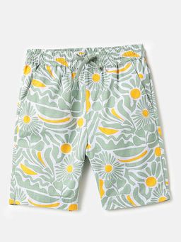 United Colors of Benetton - Floral Print Regular Fit Shorts Green