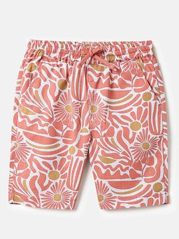 United Colors of Benetton - Floral Print Regular Fit Shorts Coral