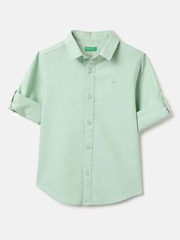 United Colors of Benetton - Regular Fit Regular Collar Solid Shirt Olive