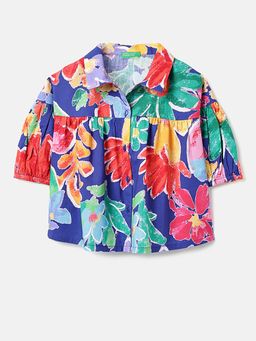 United Colors of Benetton - Regular Fit Regular Collar Floral Shirt Multi-Color