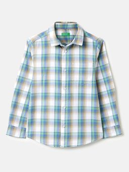 United Colors of Benetton - Regular Fit Spread Collar Checkered Dobby Shirt Multi-Color