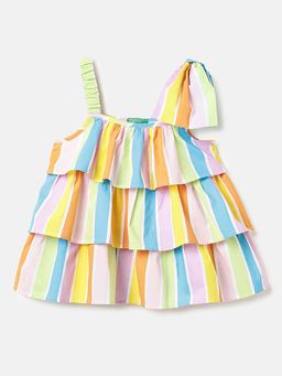 United Colors of Benetton - Regular Fit Square Neck Stripe Top Multi-Color