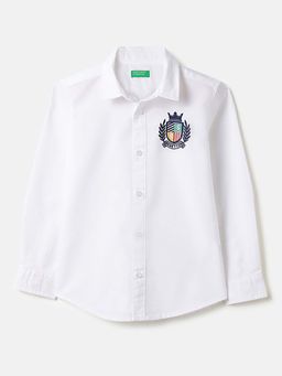 United Colors of Benetton - Regular Fit Spread Collar Oxford Shirt White