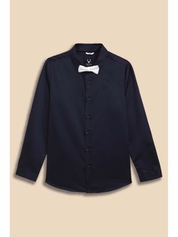 Allen Solly - Boys Navy Solid Party Shirt with Bow