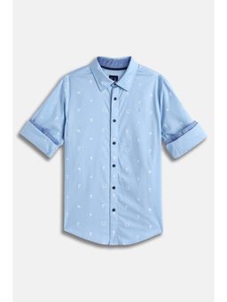 Allen Solly - Boys Light Blue Print Casual Shirt