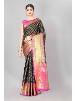 Silk Land - Designer Heavy Border Weaving Work Saree with Rich Pallu Black with Unstitched