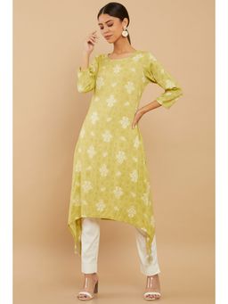 Soch - Women Green Rayon Printed Kurta