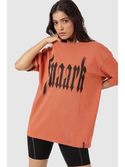 FUAARK - Blurred Oversized Gym and Workout Orange T-Shirt for Women