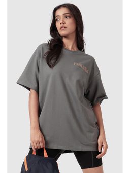 FUAARK - Rage Oversized Gym and Workout Grey T-Shirt for Women