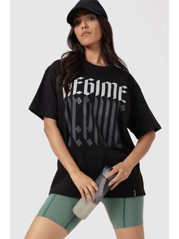 FUAARK - Oversized Gym and Workout Black T-Shirt for Women