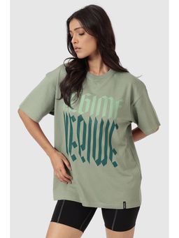 FUAARK - Oversized Gym and Workout Sage Green T-Shirt for Women