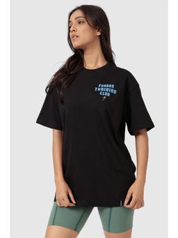 FUAARK - Training Club Oversized Gym and Workout Black T-Shirt for Women