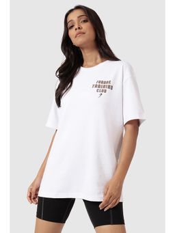 FUAARK - Training Club Oversized Gym and Workout White T-Shirt for Women