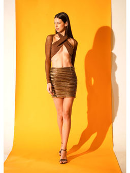 Nikita Mhaisalkar - Dark Brown Cross Body Top