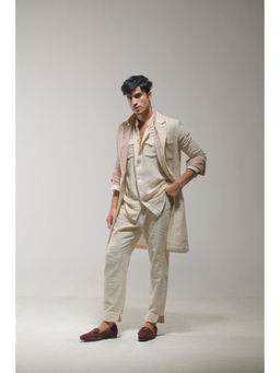 Jatin Malik - Beige Overcoat (Set of 2)