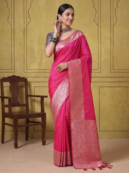 Akhilam - Womens Silk Blend Pink Handloom Saree