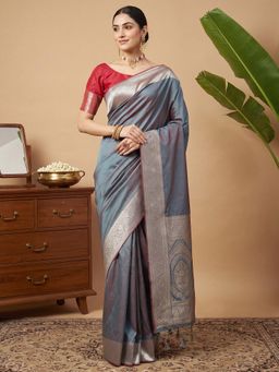 Akhilam - Womens Silk Teal Handloom Saree