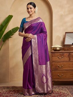 Akhilam - Womens Silk Purple Handloom Saree