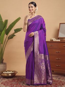 Akhilam - Womens Silk Purple Handloom Saree
