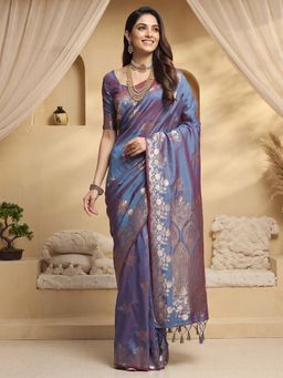 Akhilam - Womens Silk Blue Handloom Saree