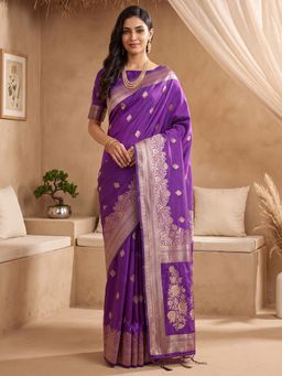 Akhilam - Womens Silk Purple Handloom Saree