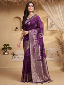 Akhilam - Womens Silk Purple Handloom Saree