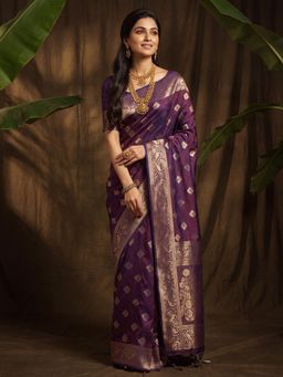 Akhilam - Womens Silk Purple Handloom Saree