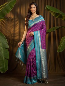 Akhilam - Womens Silk Purple Handloom Saree