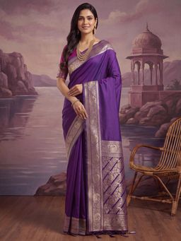 Akhilam - Womens Silk Purple Handloom Saree