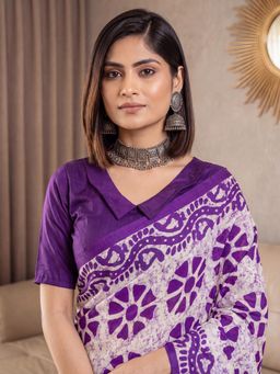 Akhilam - Womens Art Silk Purple Printed Saree