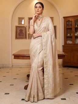 Akhilam - Womens Silk Blend Gold Embroidered Saree