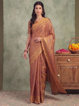 Akhilam - Womens Linen Copper Handloom Saree