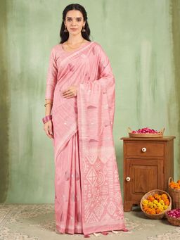 Akhilam - Womens Silk Blend Pink Embroidered Saree