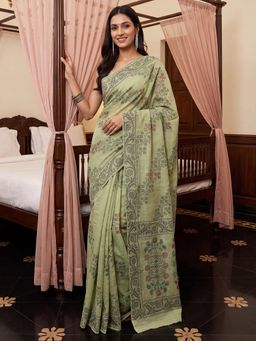 Akhilam - Womens Cotton Green Handloom Saree