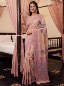 Akhilam - Womens Cotton Nude Handloom Saree