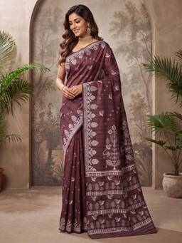 Akhilam - Womens Cotton Brown Handloom Saree