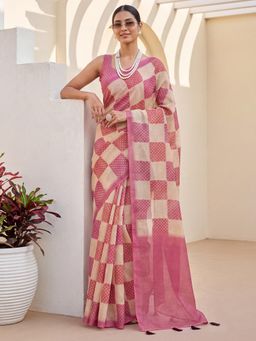 Akhilam - Womens Cotton Silk Cream Printed Saree