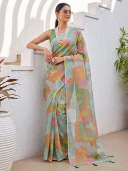Akhilam - Womens Cotton Silk Multi-Colour Printed Saree