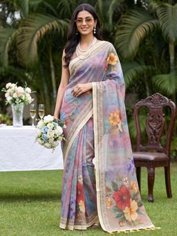 Akhilam - Womens Cotton Silk Multi-Colour Printed Saree