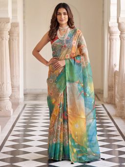 Akhilam - Womens Cotton Silk Multi-Colour Printed Saree