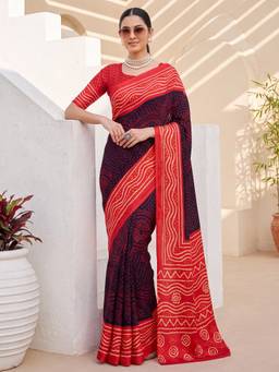 Akhilam - Womens Satin Black Printed Saree